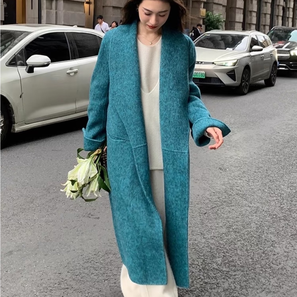 Stylish Teal Long Coat